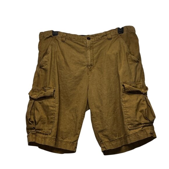 Old Navy Mens Cargo Shorts Linen Blend 38 Tie Zipper Dark Khaki - Picture 1 of 8